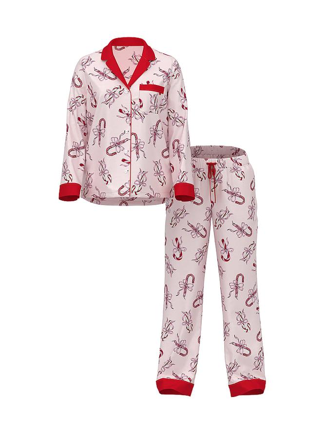 Glazed Satin Long Pajama Set image number 2