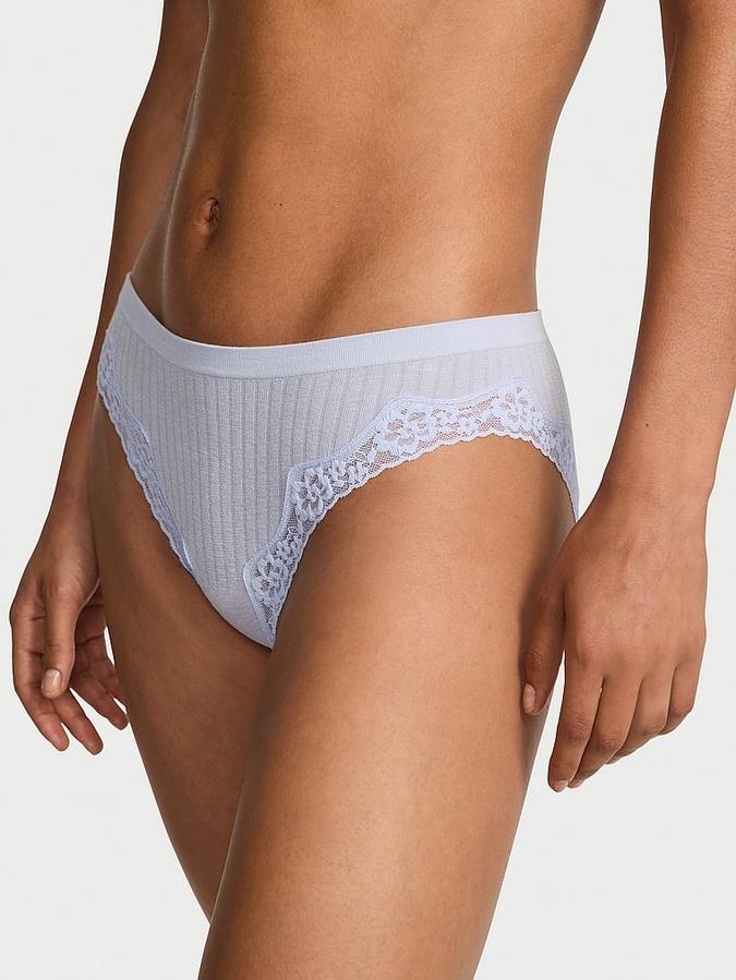 Seamless Rib Lace-Trim Bikini Panty