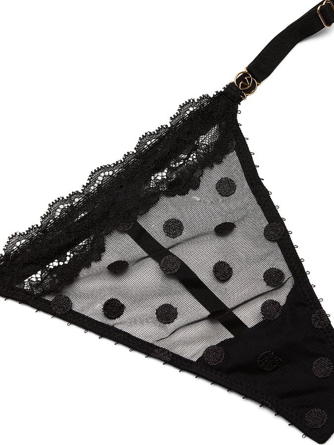 Sheer Heritage Dot Lace-Trim V-String Panty image number 3