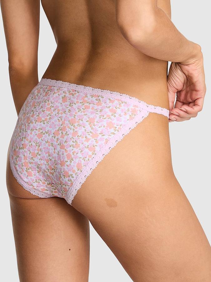 Cotton Lace Trim String Bikini Panty