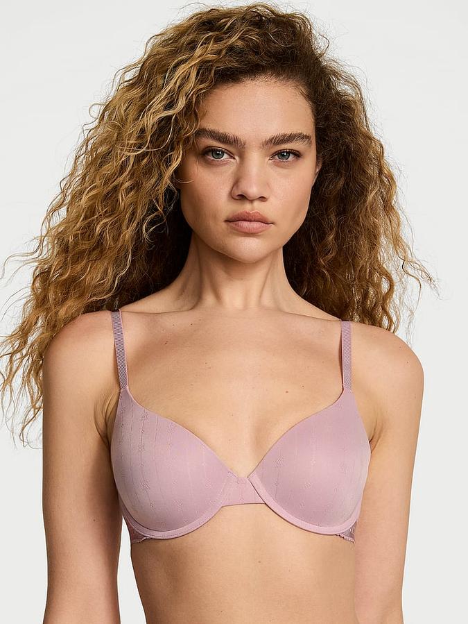 Pointelle Logo Lightly Lined Demi Bra image number 0