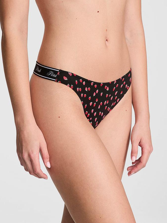 Logo Cotton Shine High-Leg Thong Panty image number 0