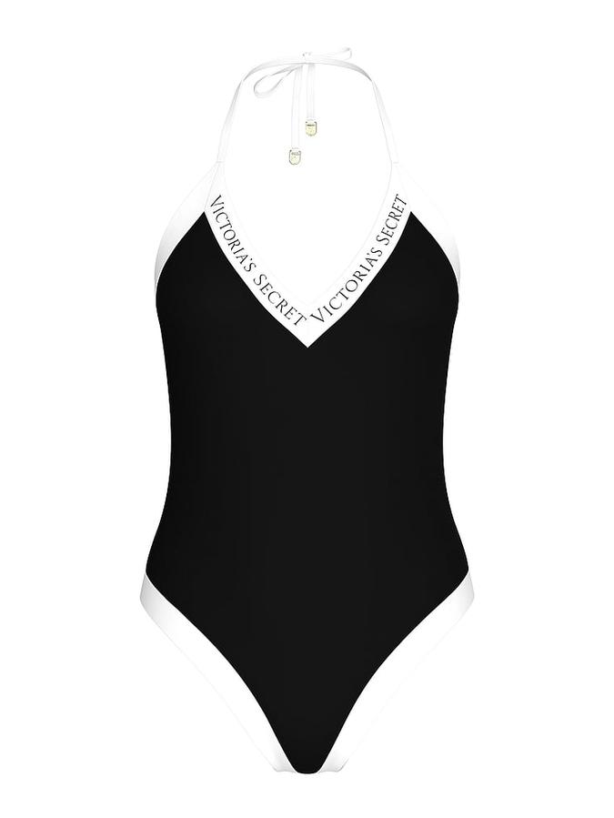 Iconic Logo Plunge One-Piece Swimsuit image number 2