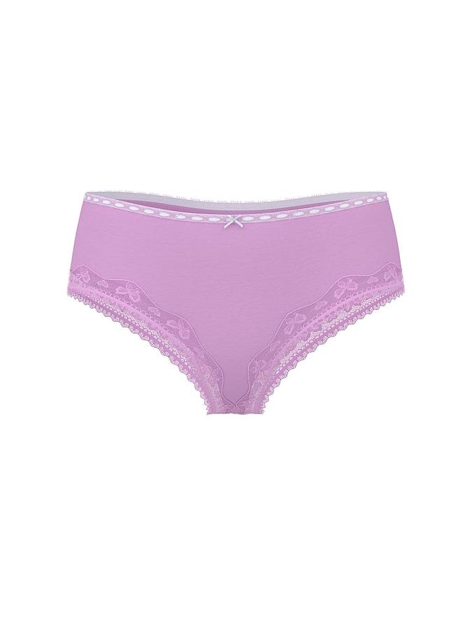 Cotton Bow Lace-Trim Cheeky Panty image number 2