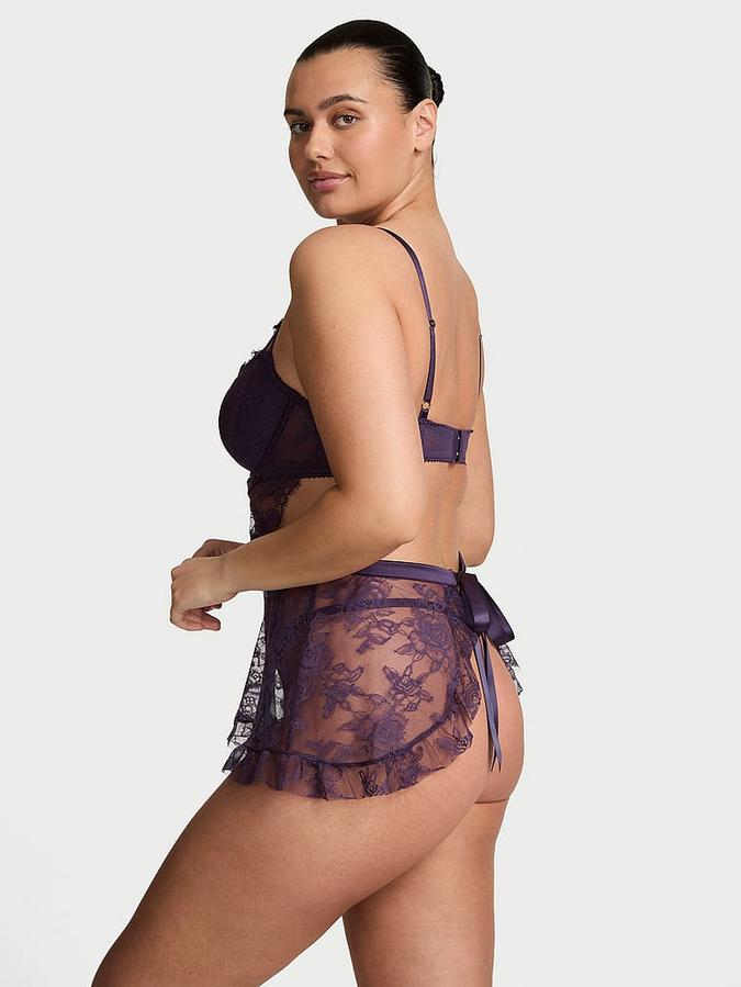 Wicked Unlined Rose Lace Apron Set image number 1