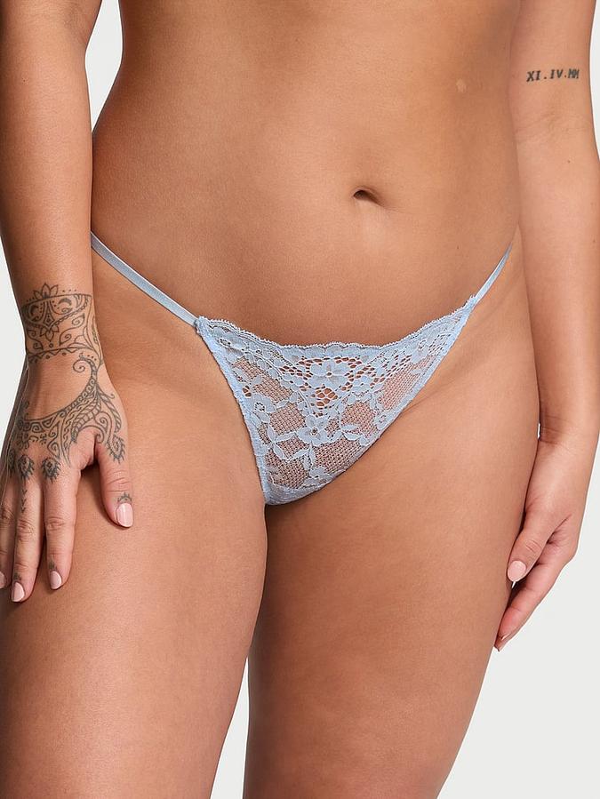 Twinkle Bow Lace V-String Panty image number 0