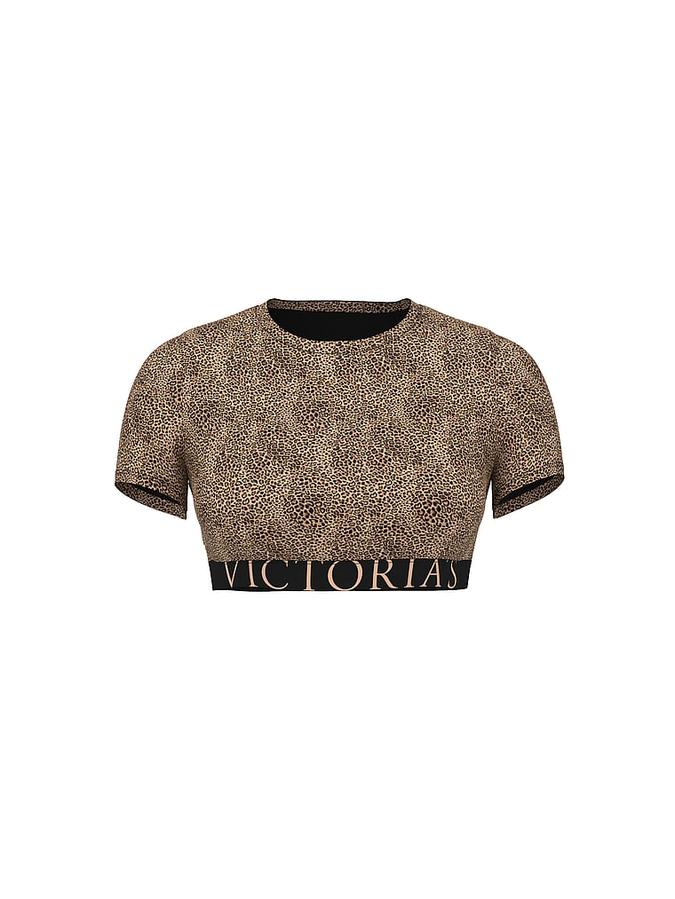 Cotton Short-Sleeve Bralette Crop Top image number 2