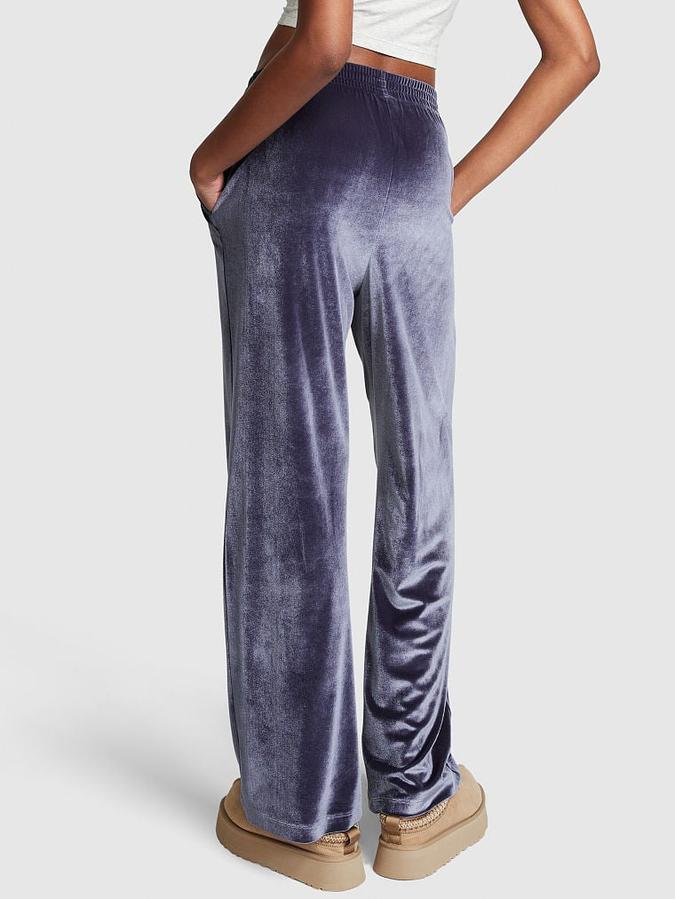 Velour Shine Logo Wide-Leg Pants image number 1