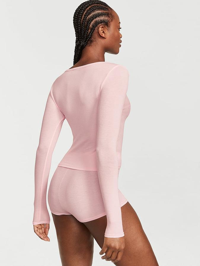 Ribbed Modal Henley Short Set image number 1