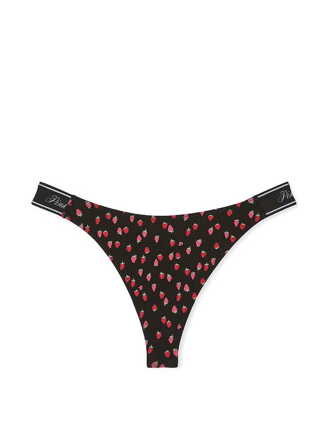 Logo Cotton Shine High-Leg Thong Panty