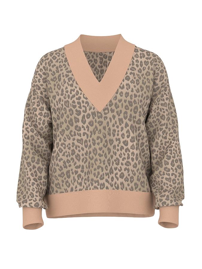 Ivy Fleece V-Neck High-Low Cropped Sweatshirt image number 2