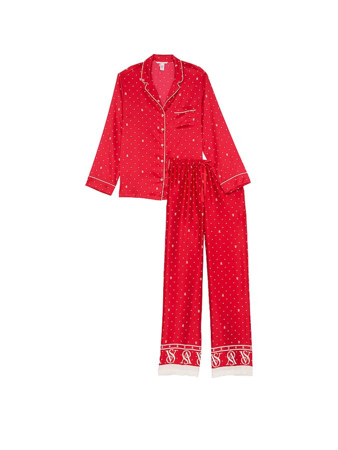 Glazed Satin Long Pajama Set image number 2