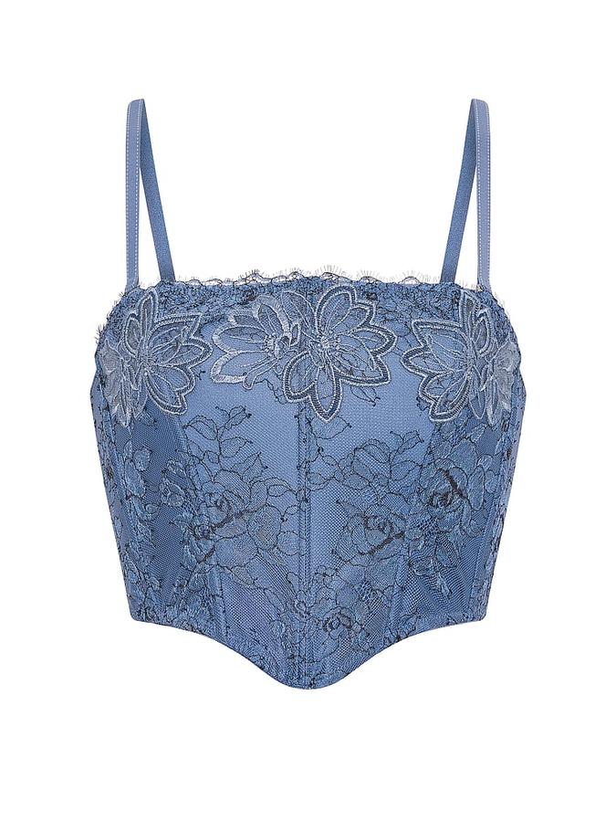 Denim Embroidery Bustier Corset Top image number 2