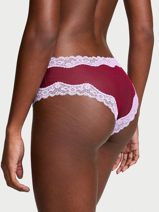 Tease Mesh Lace-Trim Cheeky Panty