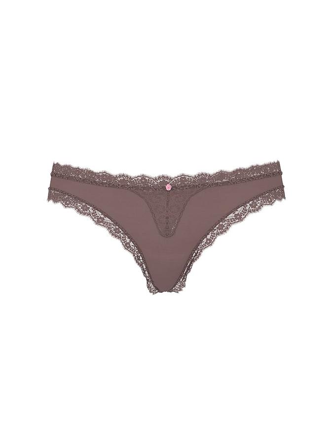 Lace-Trim Thong Panty image number 1