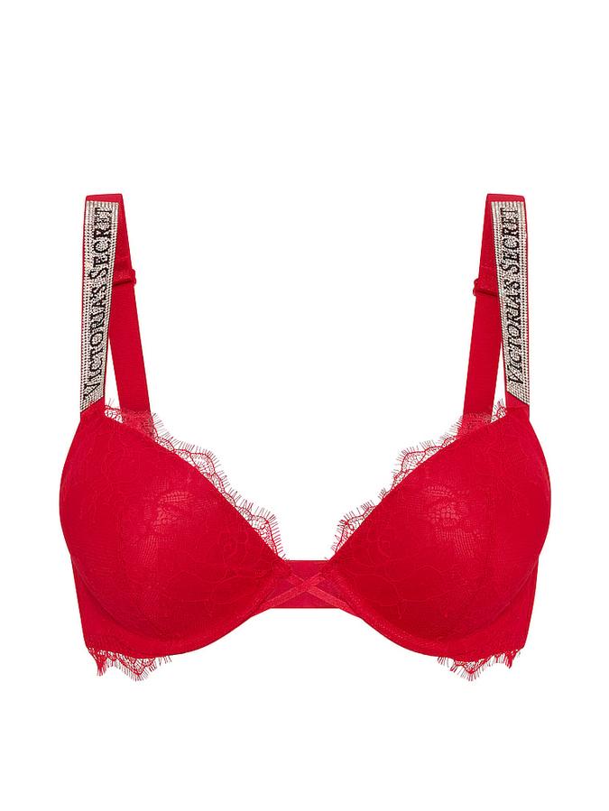 Bombshell Add-2-Cups Shine Strap Rose Lace Push-Up Bra image number 2