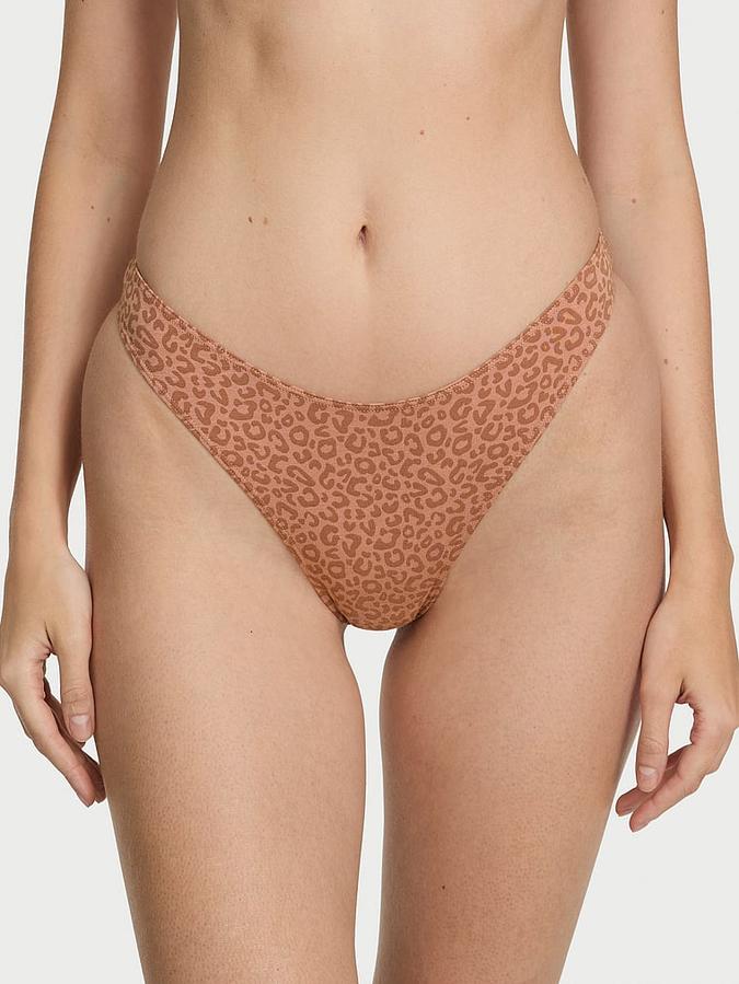 Body by Victoria Stretch Cotton High-Leg Scoop Thong Panty image number 0