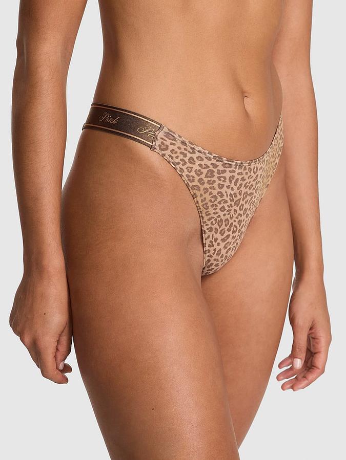 Logo Cotton Shine High-Leg Thong Panty image number 0