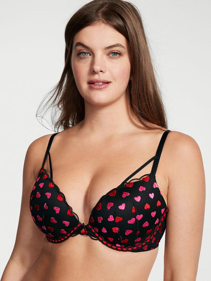 Heart Embroidery Push-Up Bra image number 0
