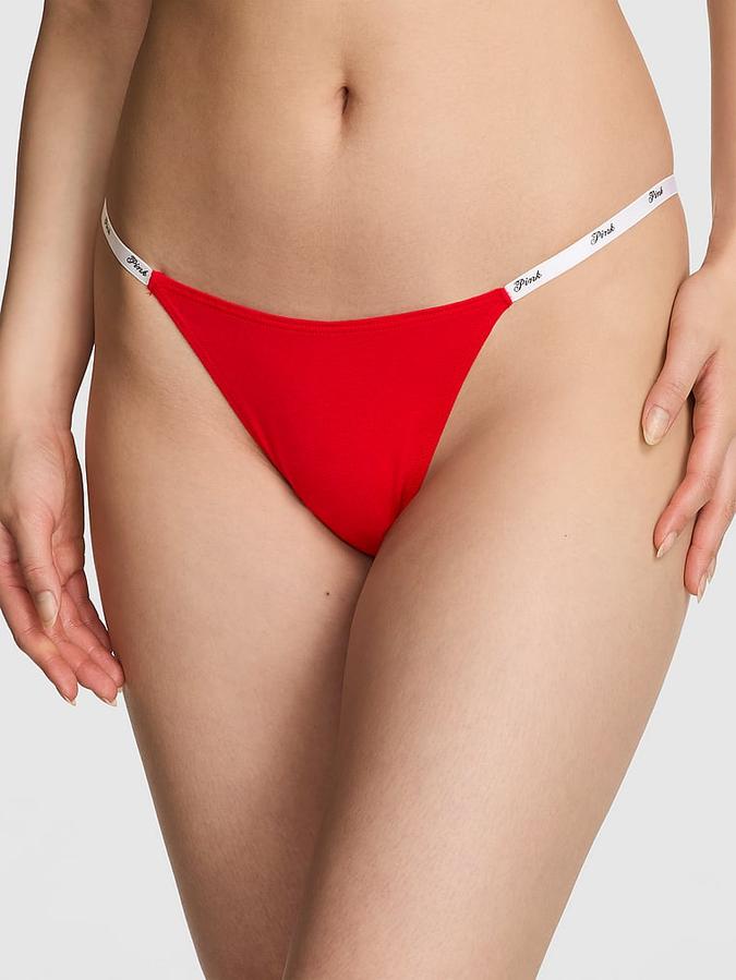 Logo Cotton Scoop Thong Panty