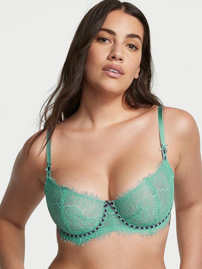 Wicked Unlined Ribbon Slot Lace Balconette Bra image number 0