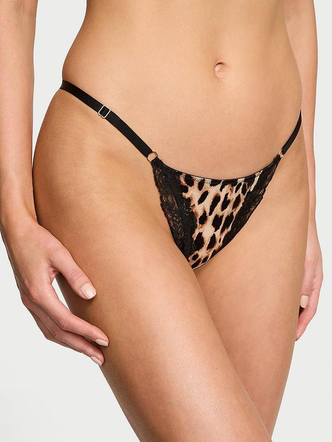 Lace-Trim High-Leg Adjustable V-String Panty image number 0