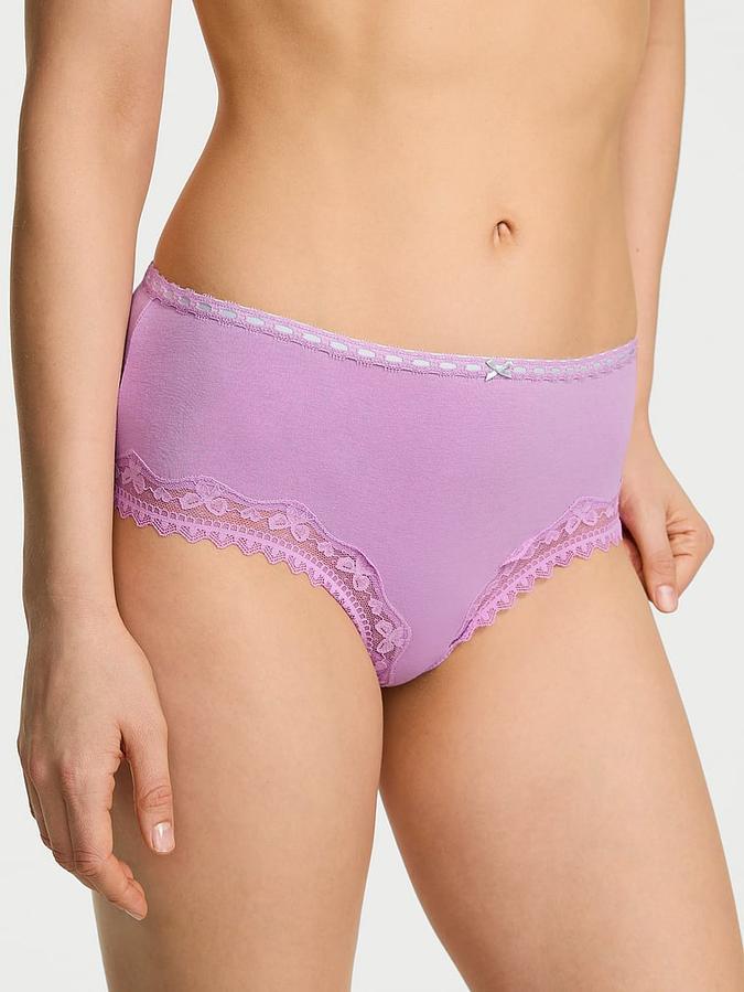 Cotton Bow Lace-Trim Cheeky Panty