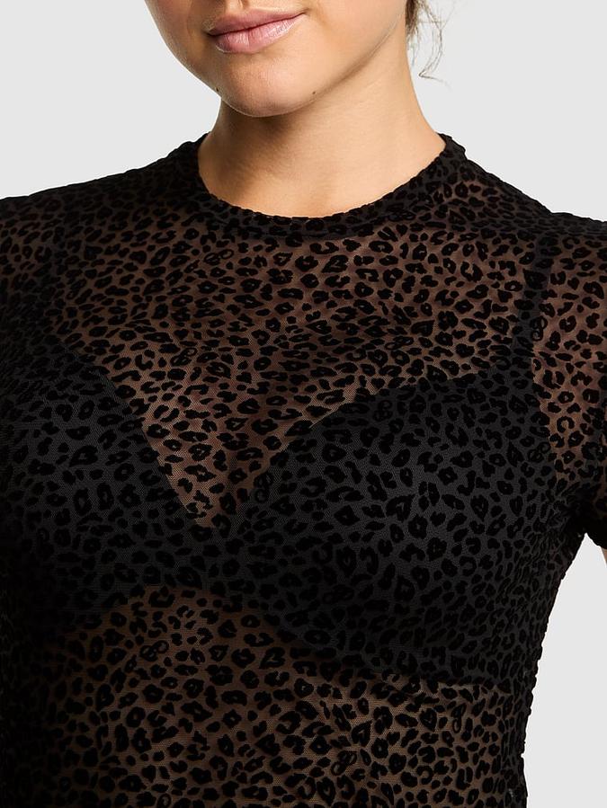 Base Leopard Mesh Short- Sleeve Tee image number 4