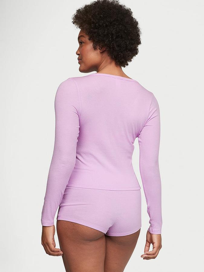 Ribbed Modal Henley Short Set image number 1