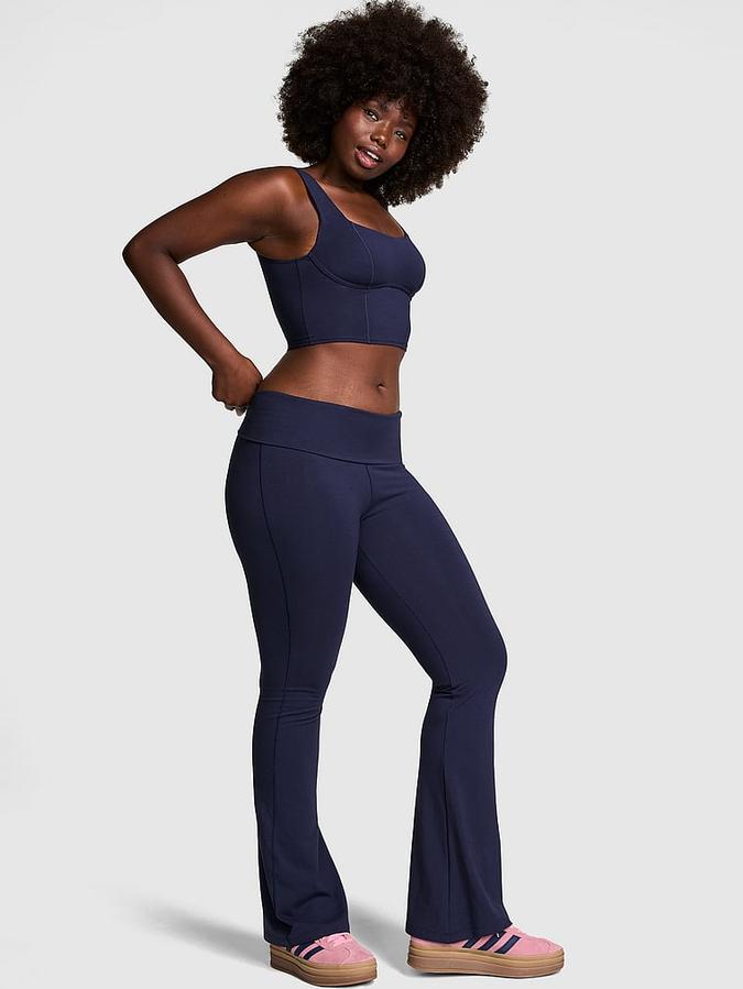 All-Day Cotton Foldover Flare Leggings image number 3
