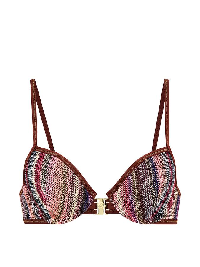 Shimmer Stripe Knit Balconette Bikini Top image number 2