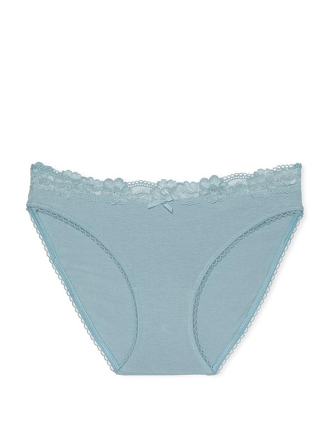 Stretch Cotton Lace-Waist Bikini Panty image number 0