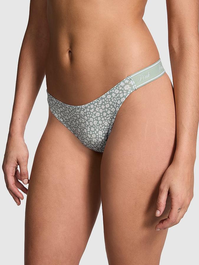 Logo Cotton High-Leg Thong Panty