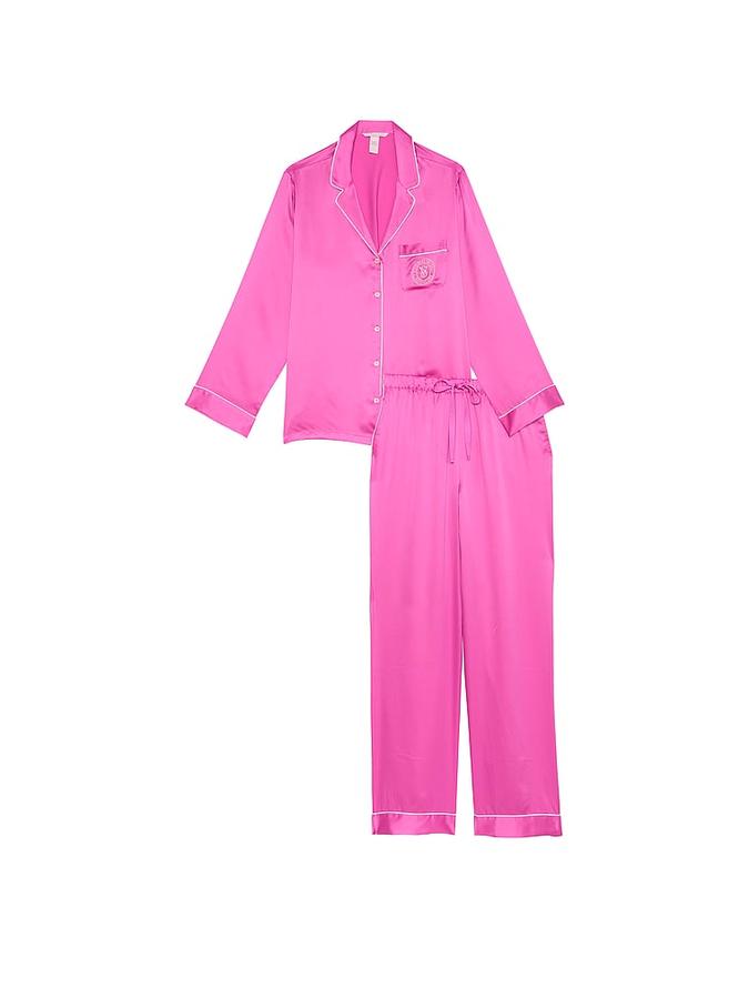 Glazed Satin Long Pajama Set image number 2