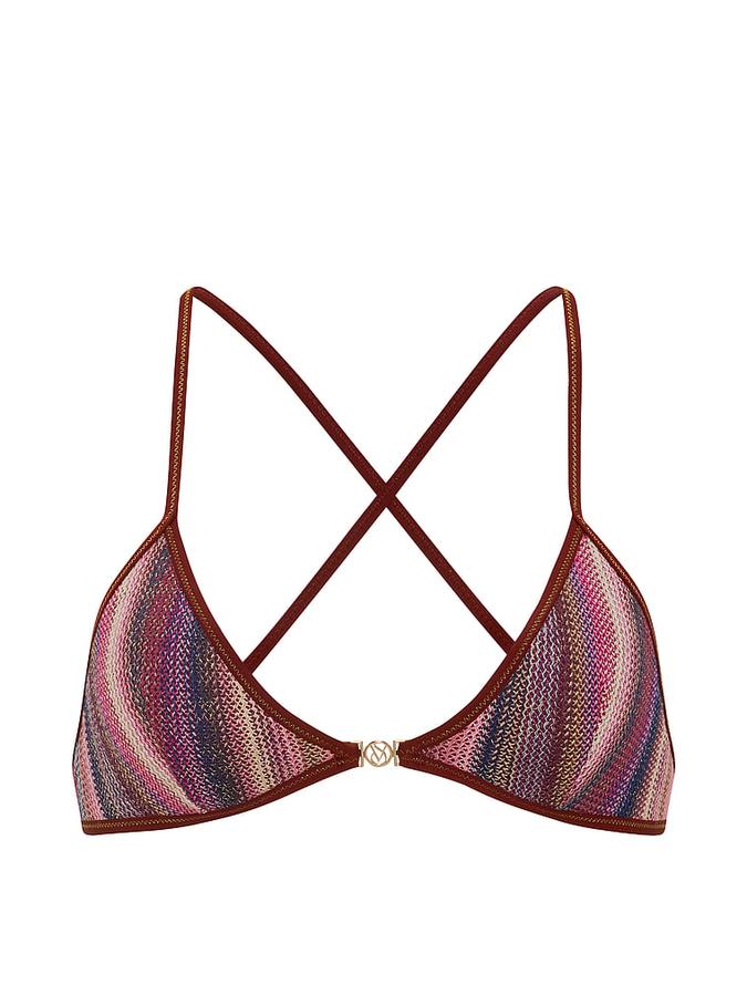 Shimmer Stripe Knit Triangle Bikini Top image number 2