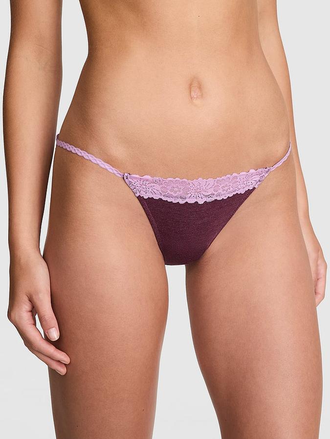 Cotton Lace-Trim String Bikini Panty image number 0