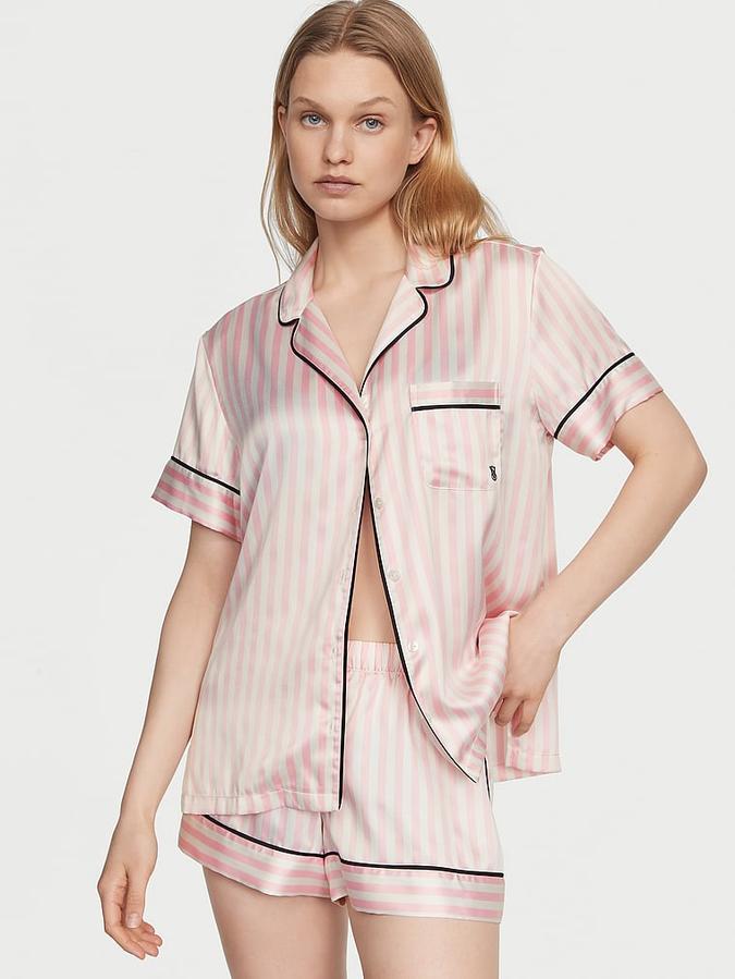 Glazed Satin Short Pajama Set image number 0