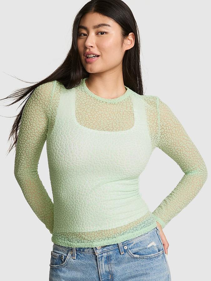 Base Leopard Mesh Long- Sleeve Tee image number 0