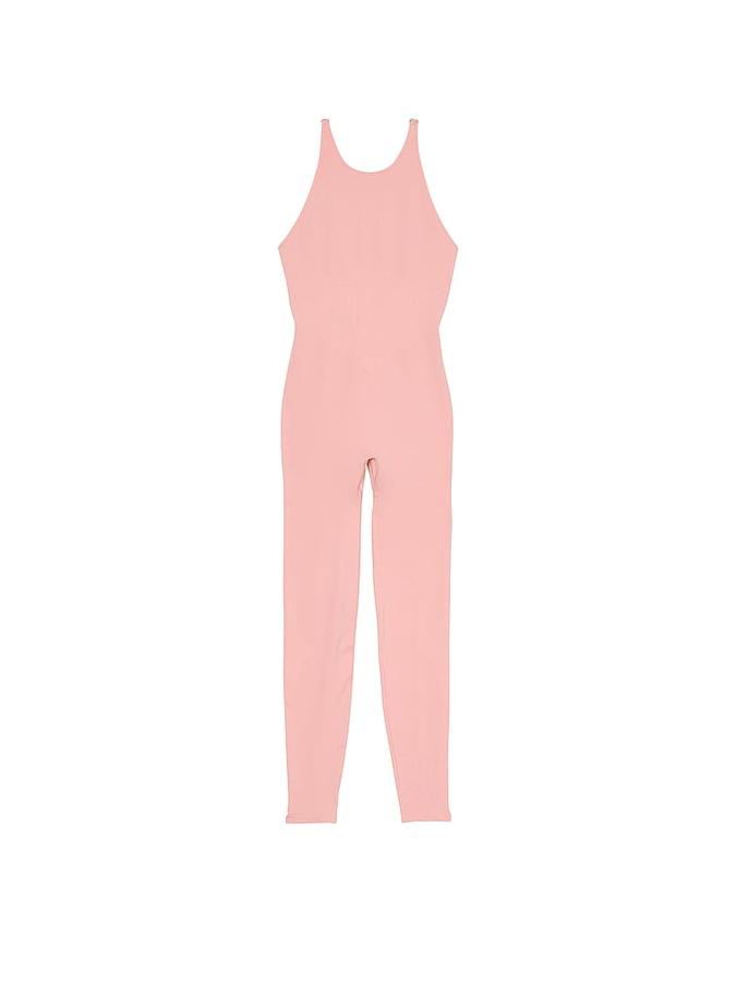 Seamless Hearts High-Neck Long Workout Onesie image number 2