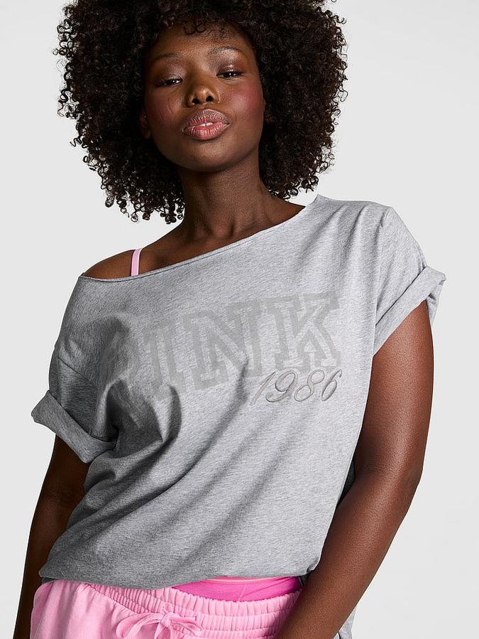 Campus Cotton Off-The-Shoulder Tee