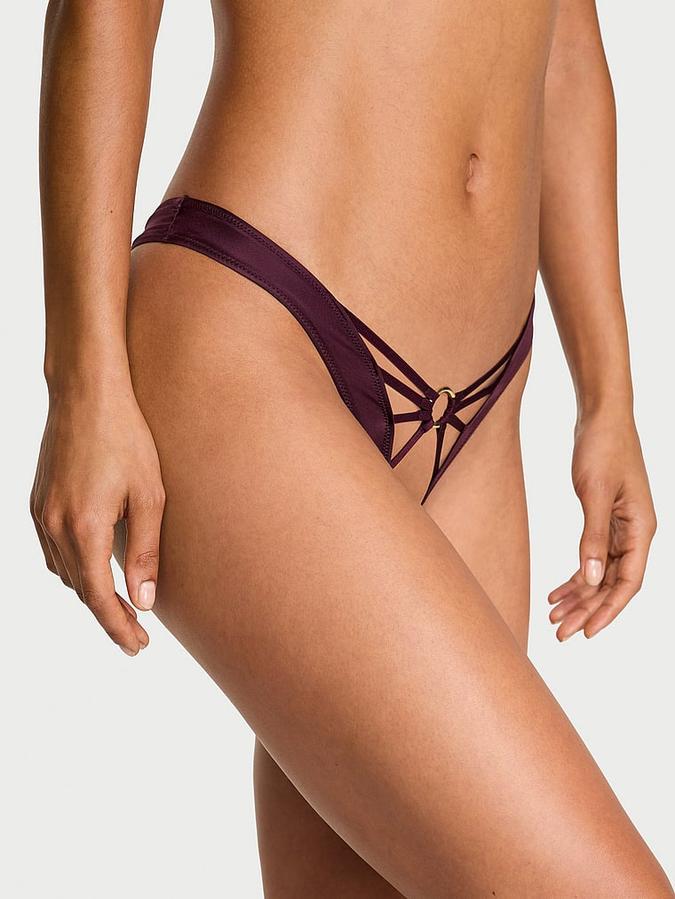 Strappy Ring Hardware Crotchless Thong Panty image number 0