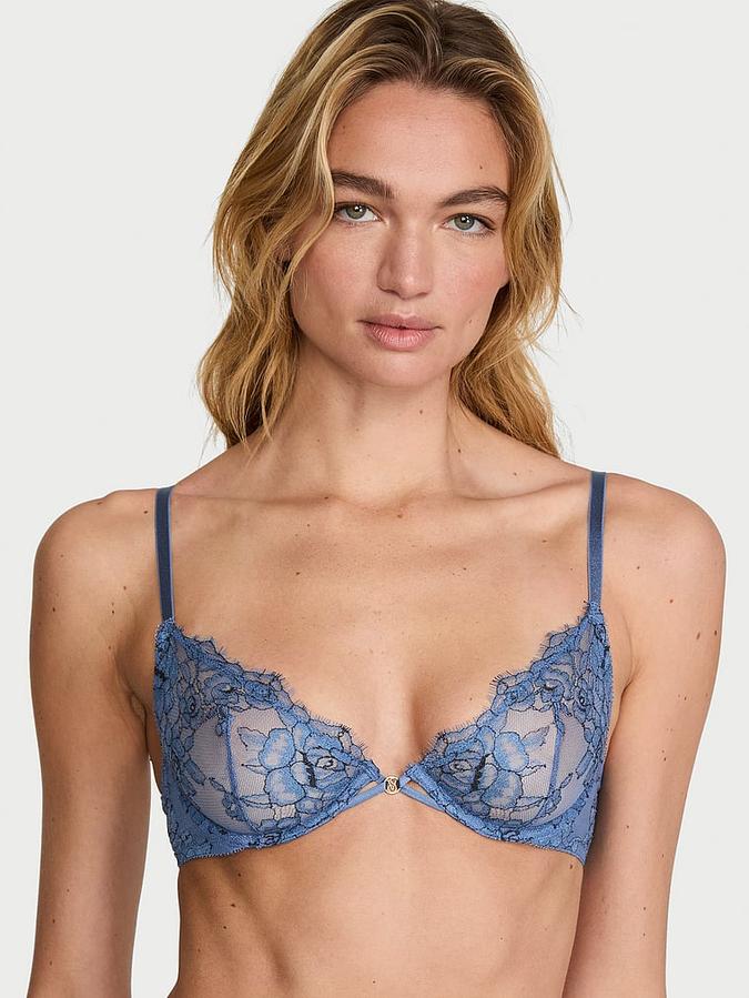 Denim Rose Lace Unlined Demi Bra