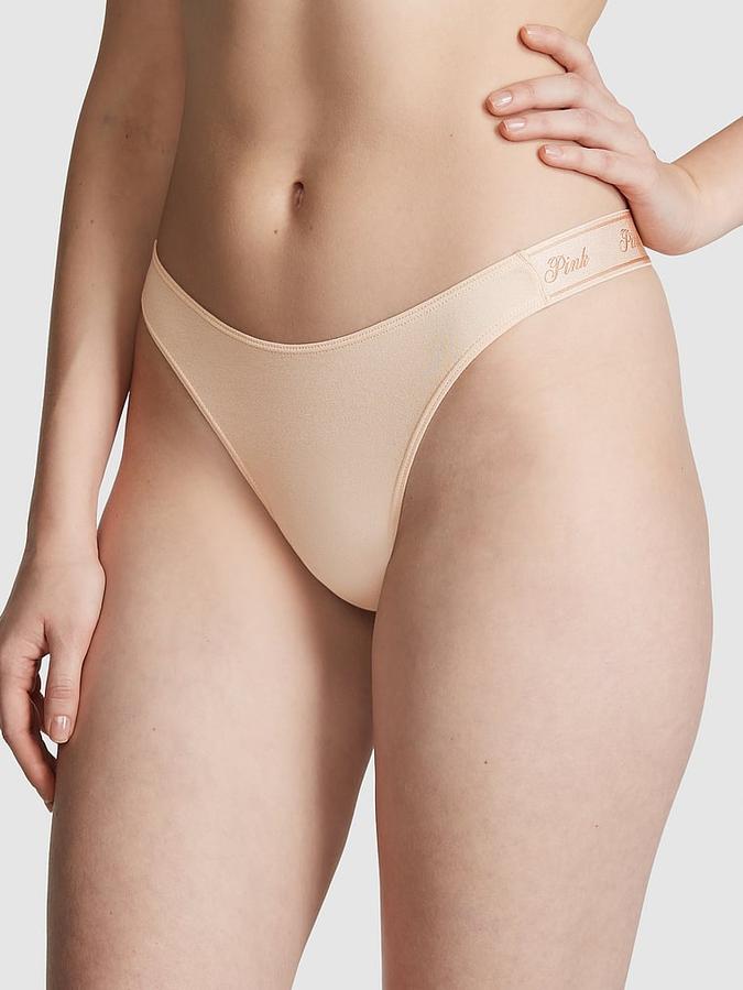 Logo Cotton Scoop Thong Panty image number 0