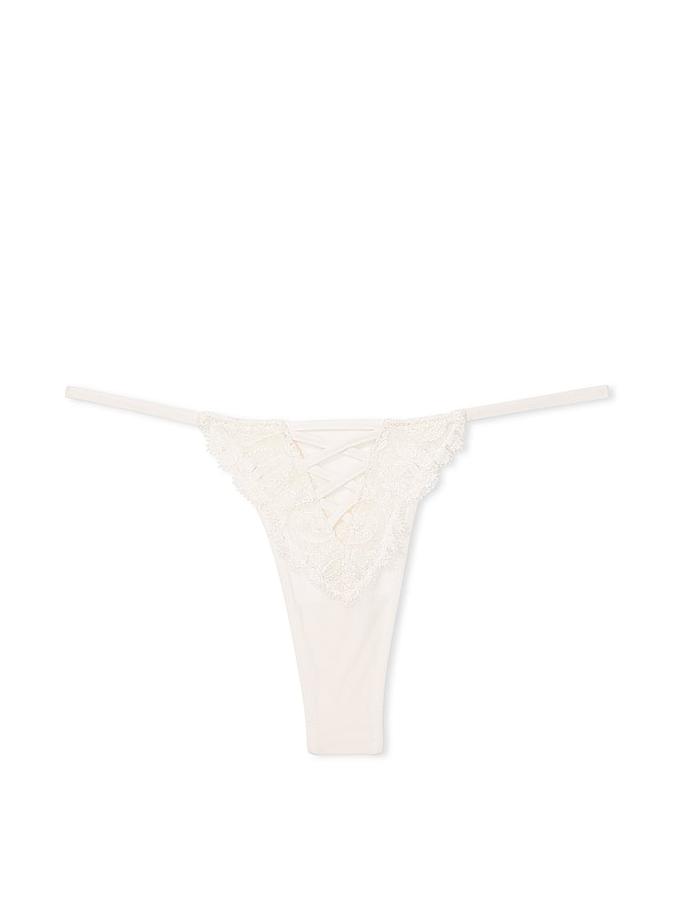 Boho Floral Embroidery Thong Panty image number 1