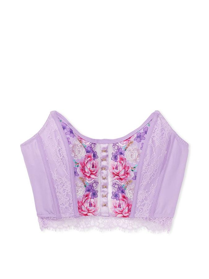Floral Embroidery Strapless Corset Top image number 2