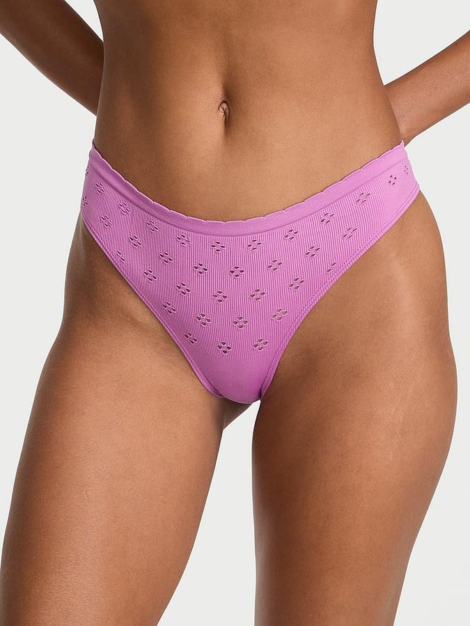 Seamless Eyelet Thong Panty image number 0