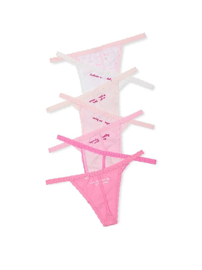 Multicolor PINK x LoveShackFancy Rules of Pink 7-Pack V-String Panties PINK x LoveShackFancy Rules of Pink 7-Pack V-String Panties