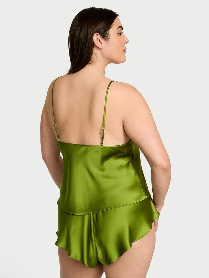 Satin Rose Lace-Trim Cami & Flutter Short Set