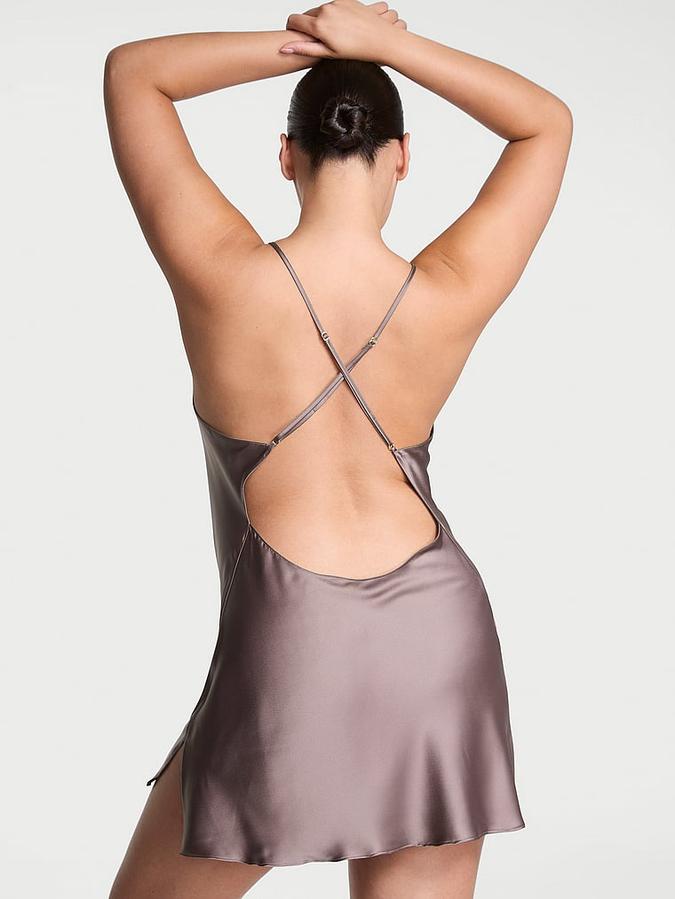 Satin Open-Back Slip Dress