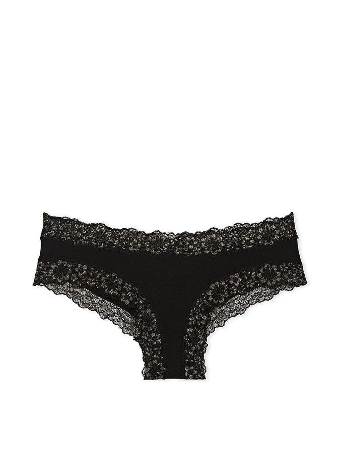Shimmer Lace-Waist Cotton Cheeky Panty image number 2